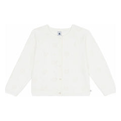 Petit Bateau - Organic Cotton Ribbed Heart Cardigan | White