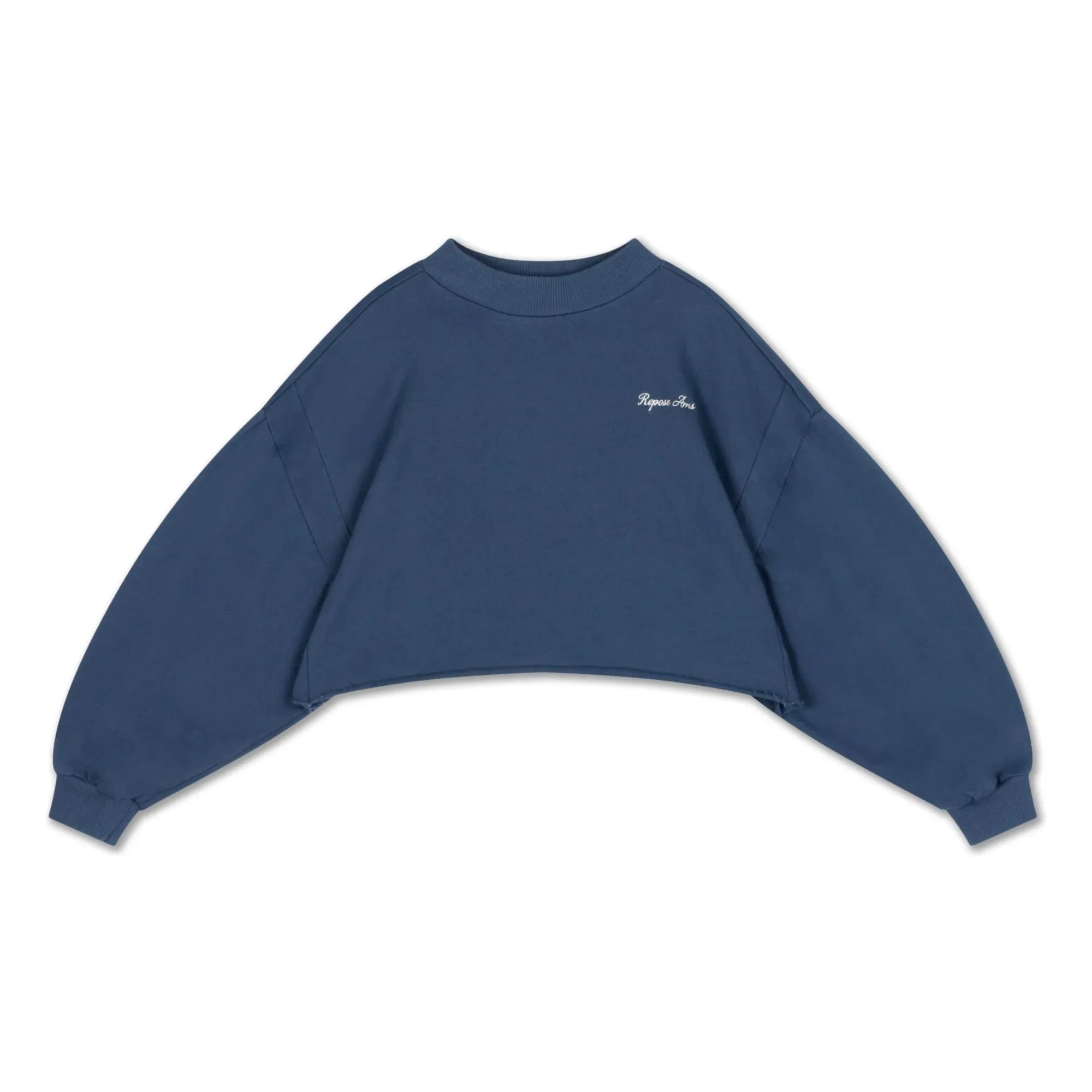 Repose AMS - Organic Cotton Logo Crop Sweatshirt | Dark Blue