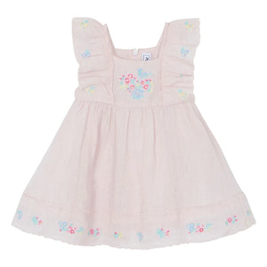 Tartine et Chocolat - Embroidered Festoon Dress | Pale Pink