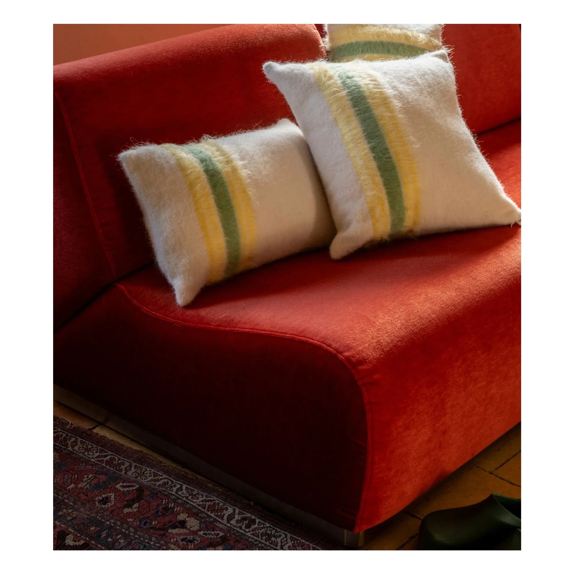 The Socialite Family - Carino rectangular striped mohair cushion | Yellow