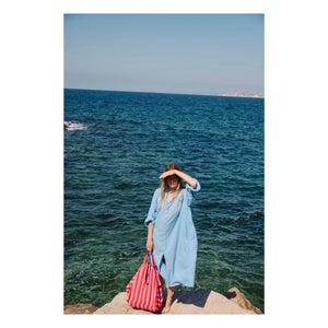 Rose in April - Elisa Striped Tote Bag | Pink