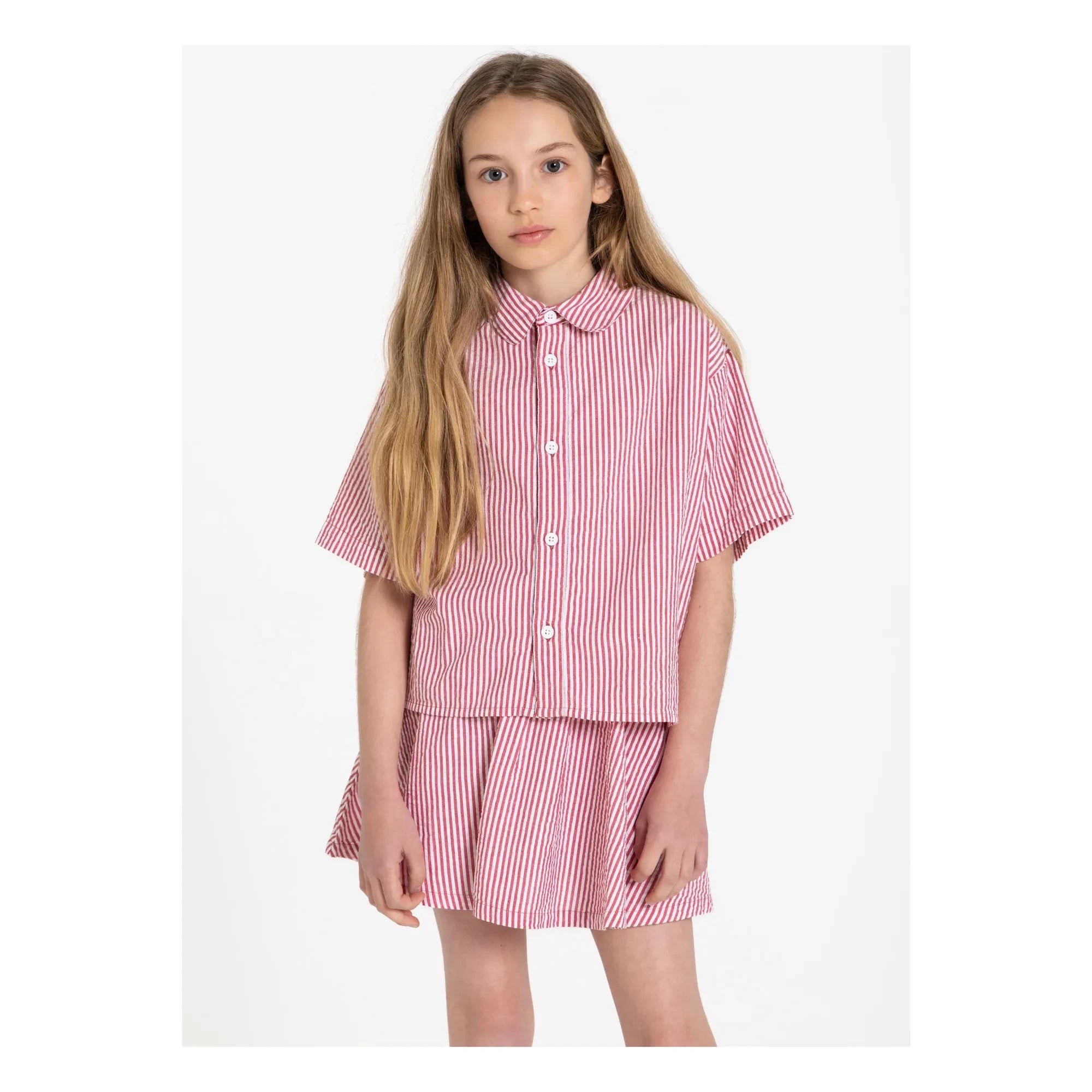 Smallable Kid - Sawyer Striped Shirt | Cherry Red