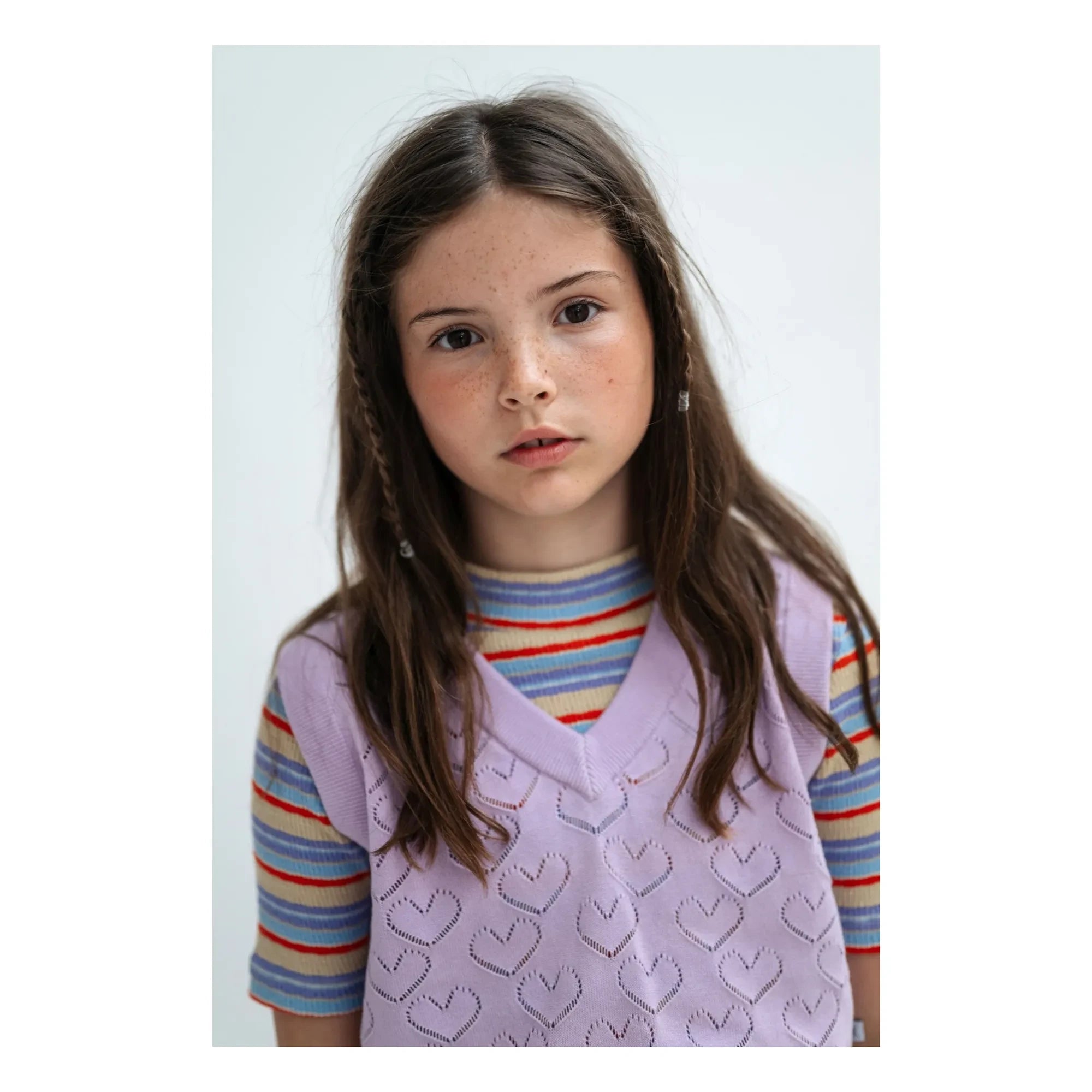 Repose AMS - Sleeveless Knit Heart Sweater | Purple