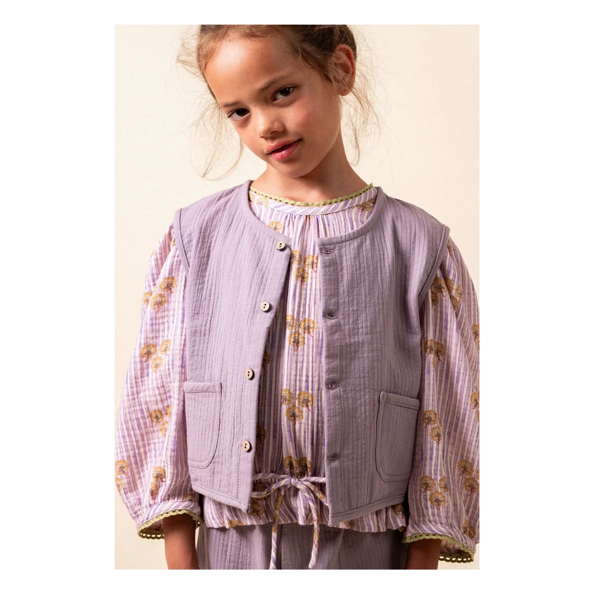 birinit - Cinca Striped Organic Cotton Blouse | Mauve