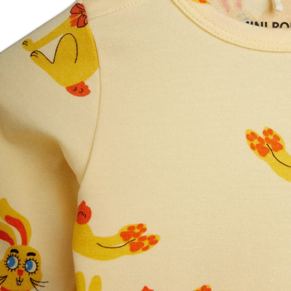 Mini Rodini - Bebek Tulum Body Tavşanlar Organik Pamuk | Sarı