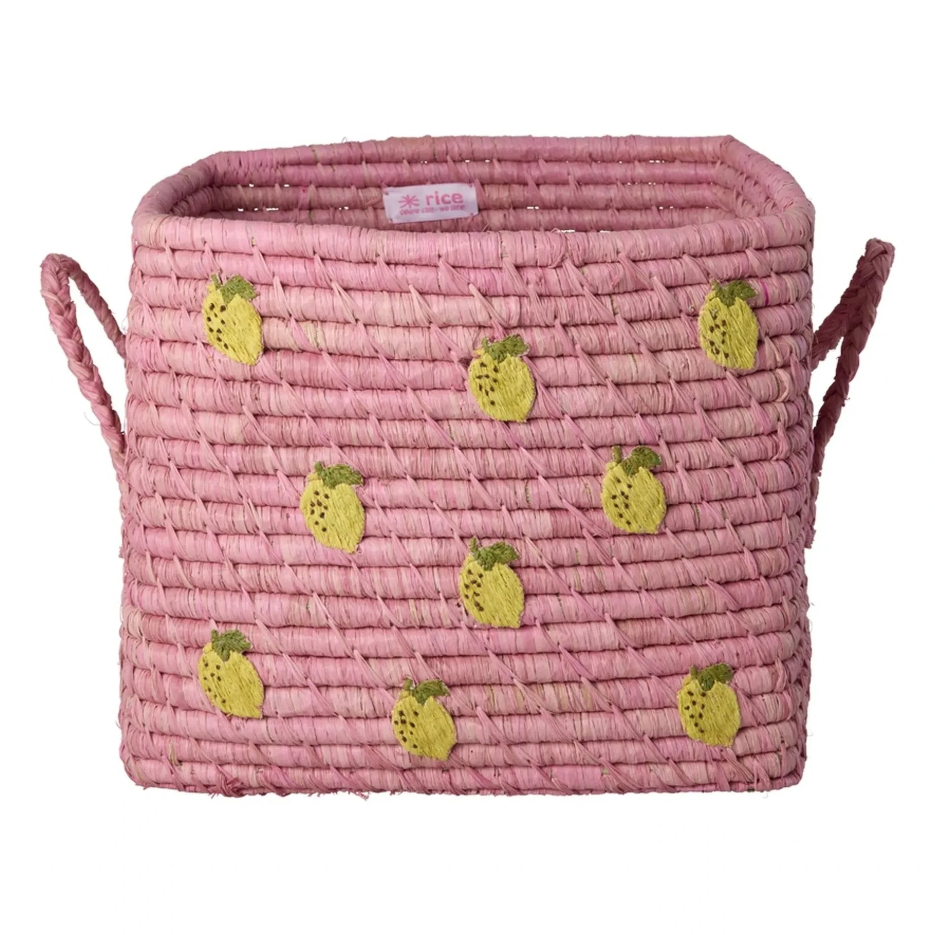 Rice - Lemon Straw Storage Basket | Pink