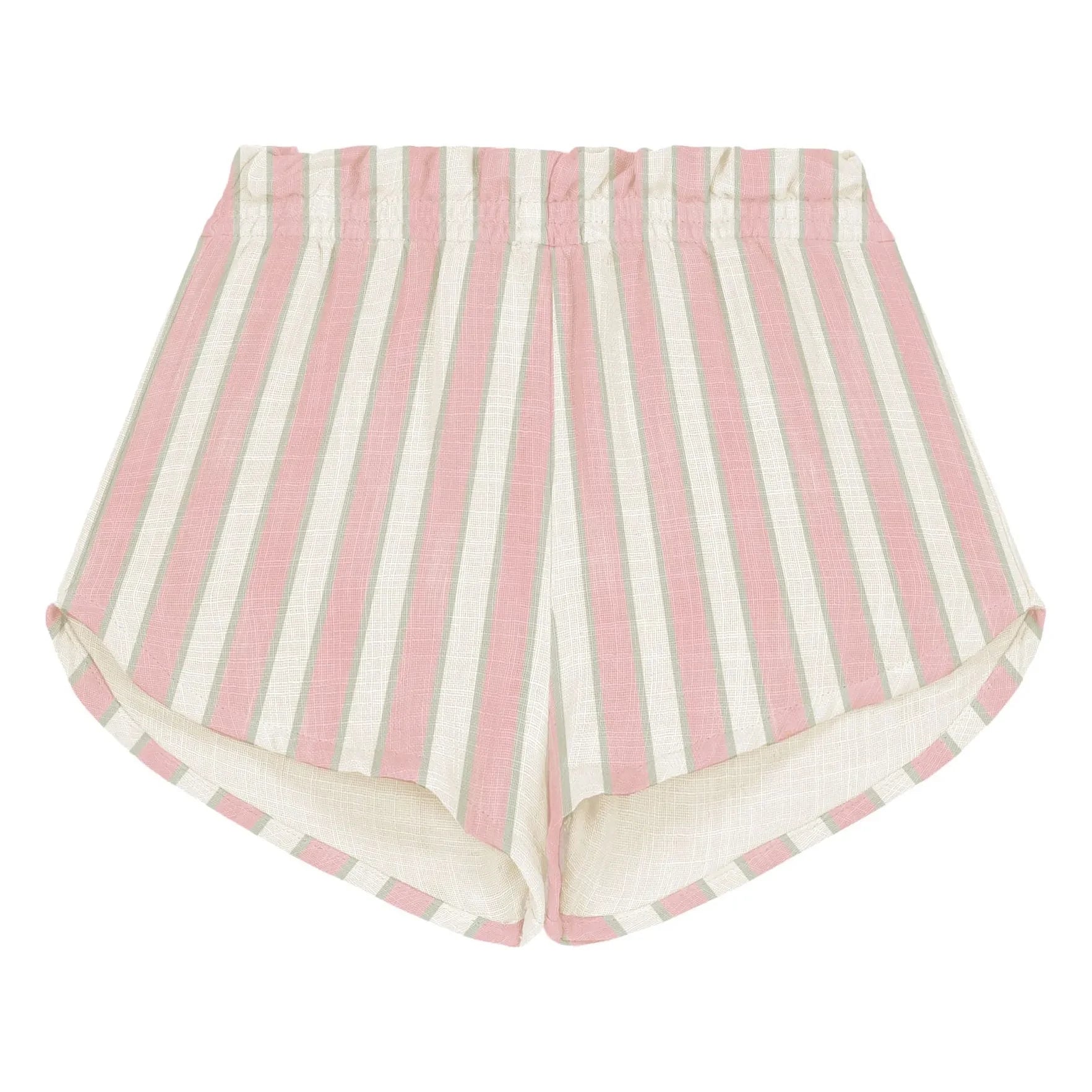 Studio Bohème - Striped Georgette Shorts Organic Cotton Gauze | Pink