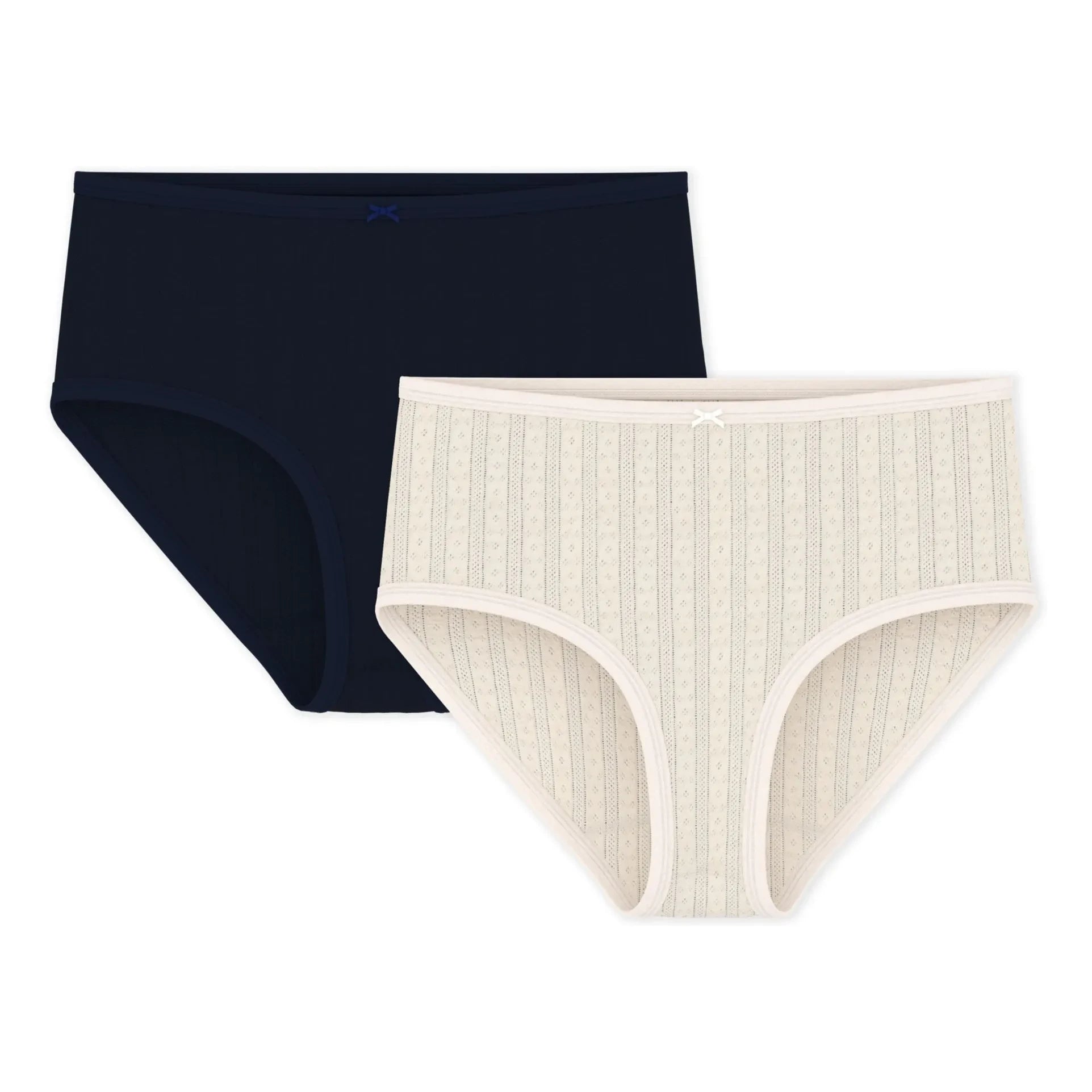 Petit Bateau - High Waist Organic Cotton 2-Pack Brief Set | Ecru