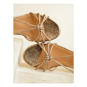 Bobbies - Tara Lamé Leather Sandal | Gold
