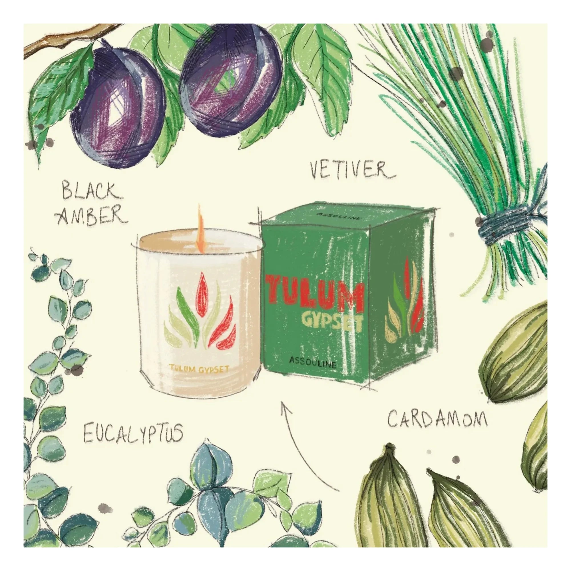 Assouline - Tulum seramik mum | Yeşil