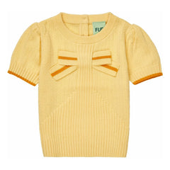 FUB - T-Shirt with Knotted Thin Knit Organic Cotton Baby | Light Yellow