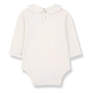 1+ in the family - Embossed bodysuit, Claudine collar Nina | Ecru