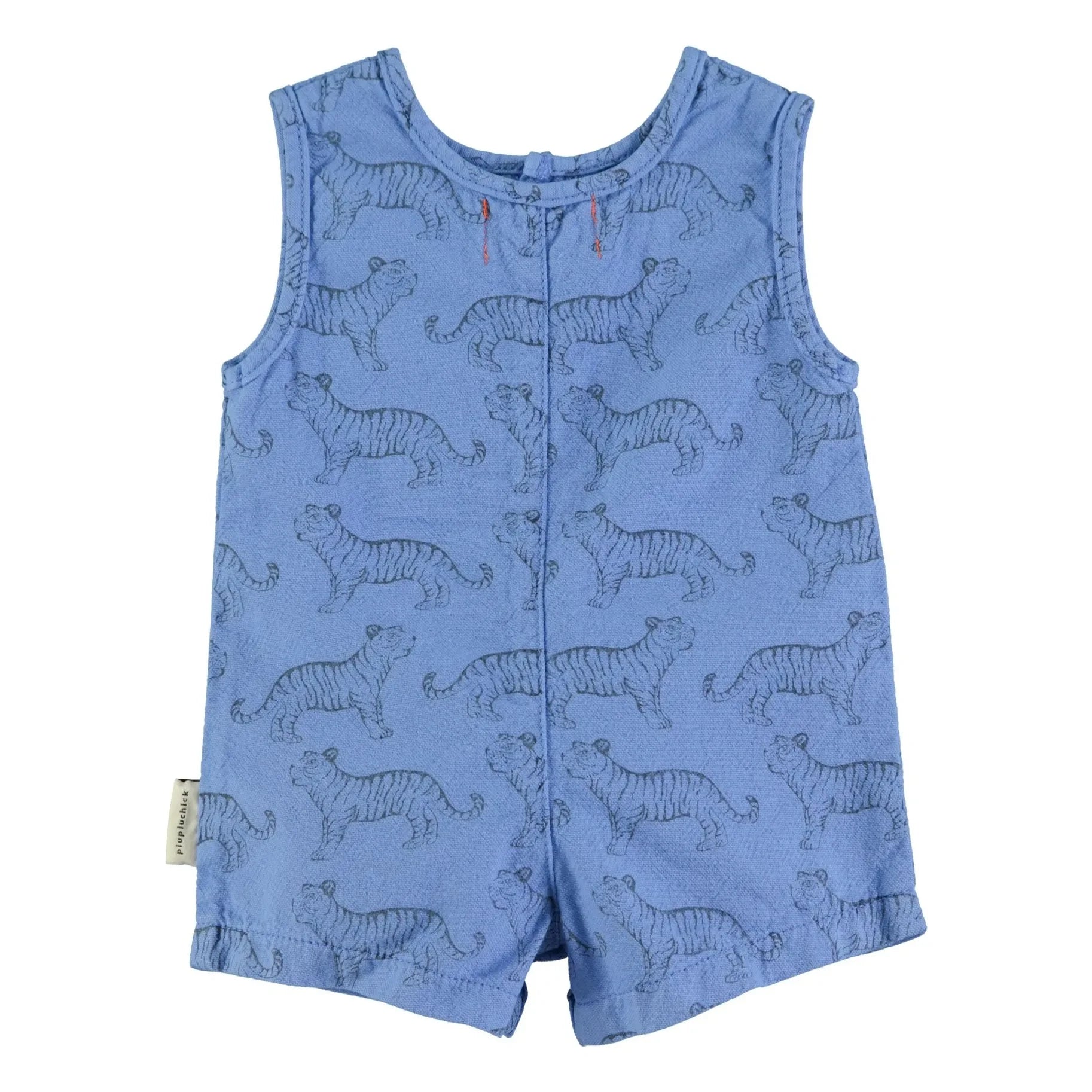 Piupiuchick - Tiger Organic Cotton Romper | Blue