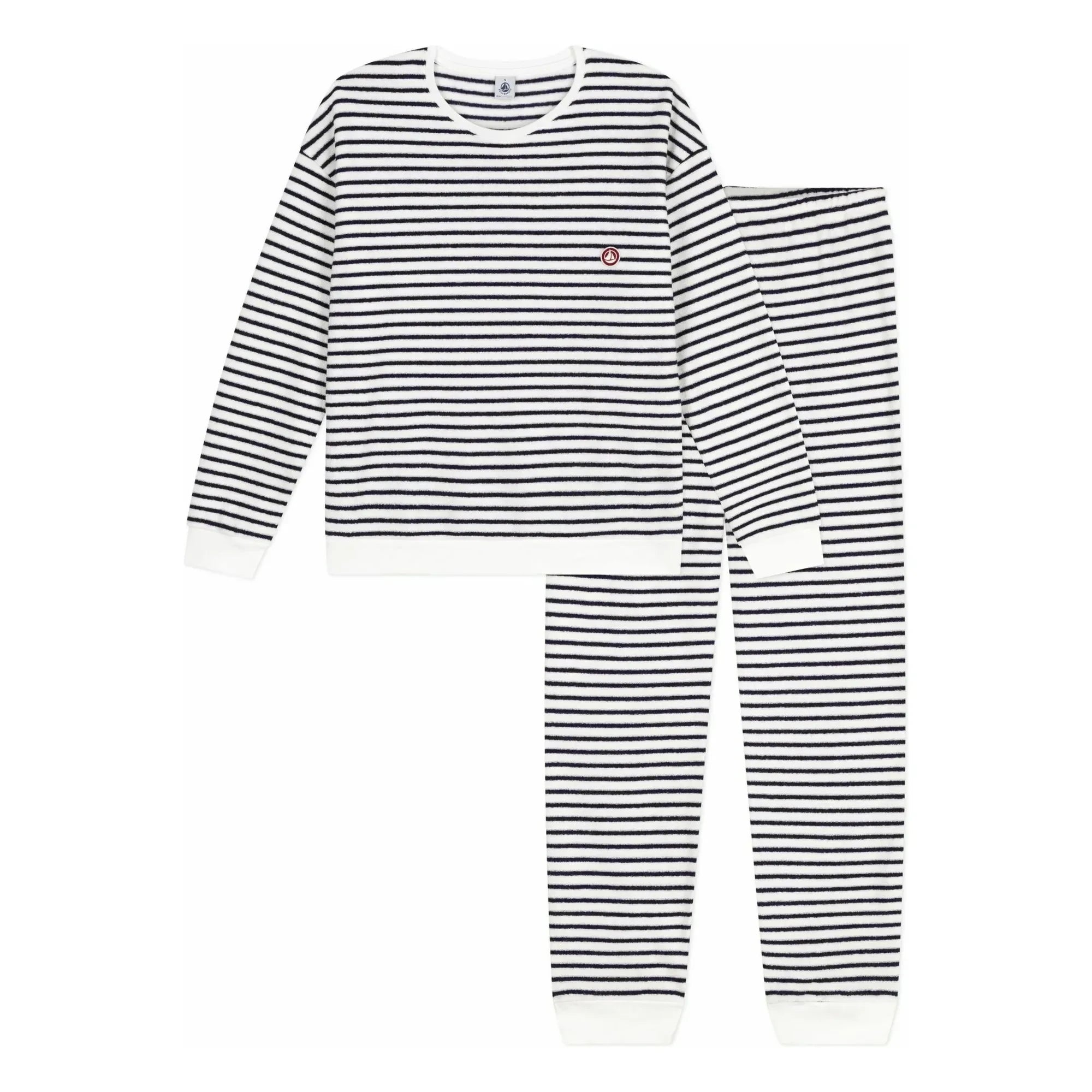 Petit Bateau - Çizgili Havlu Pijama | Ecru