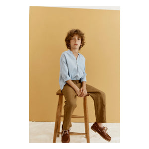 Caramel - Adonis Striped Silk Shirt | Azure blue