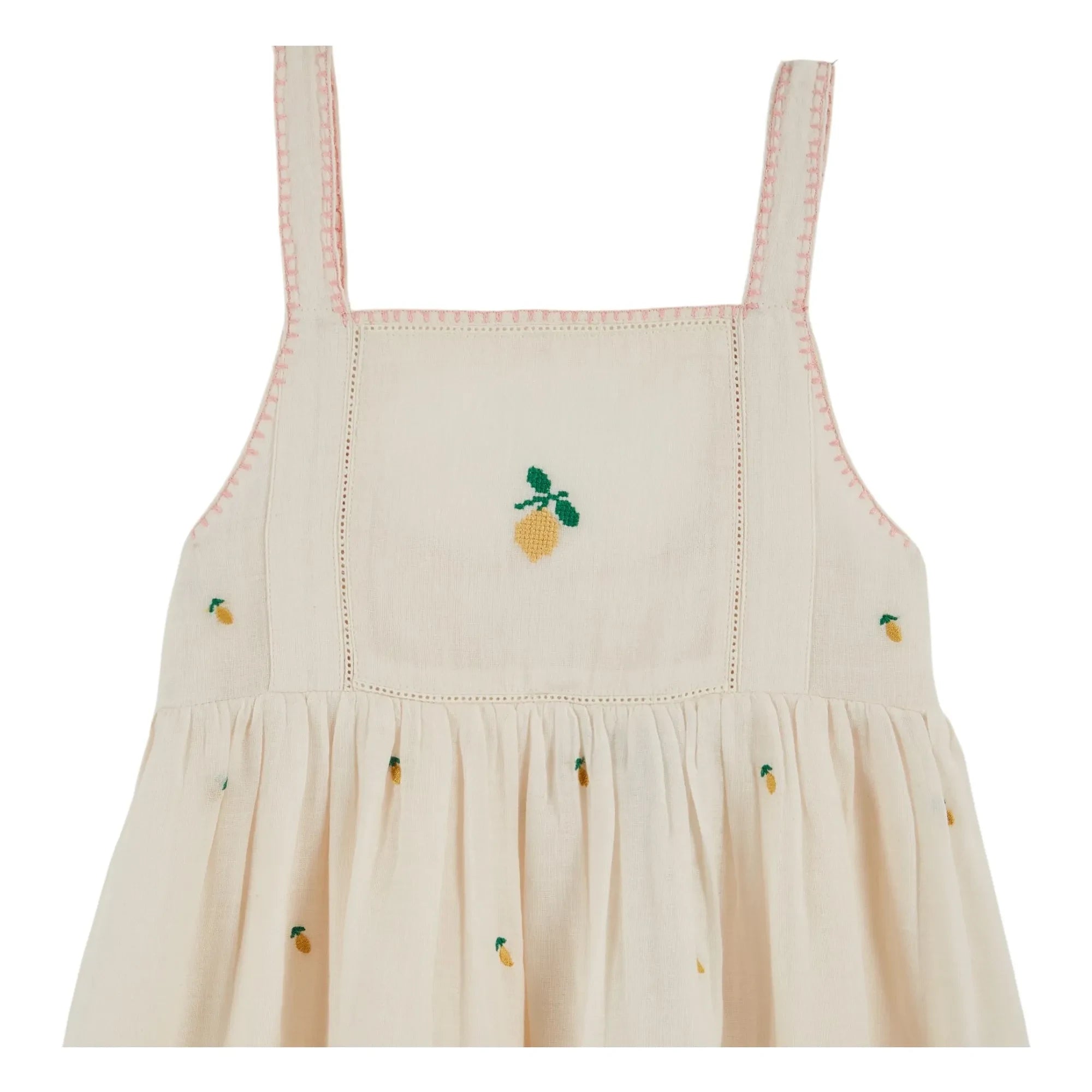 Emile et Ida - Lemon Embroidered Dress | Cream