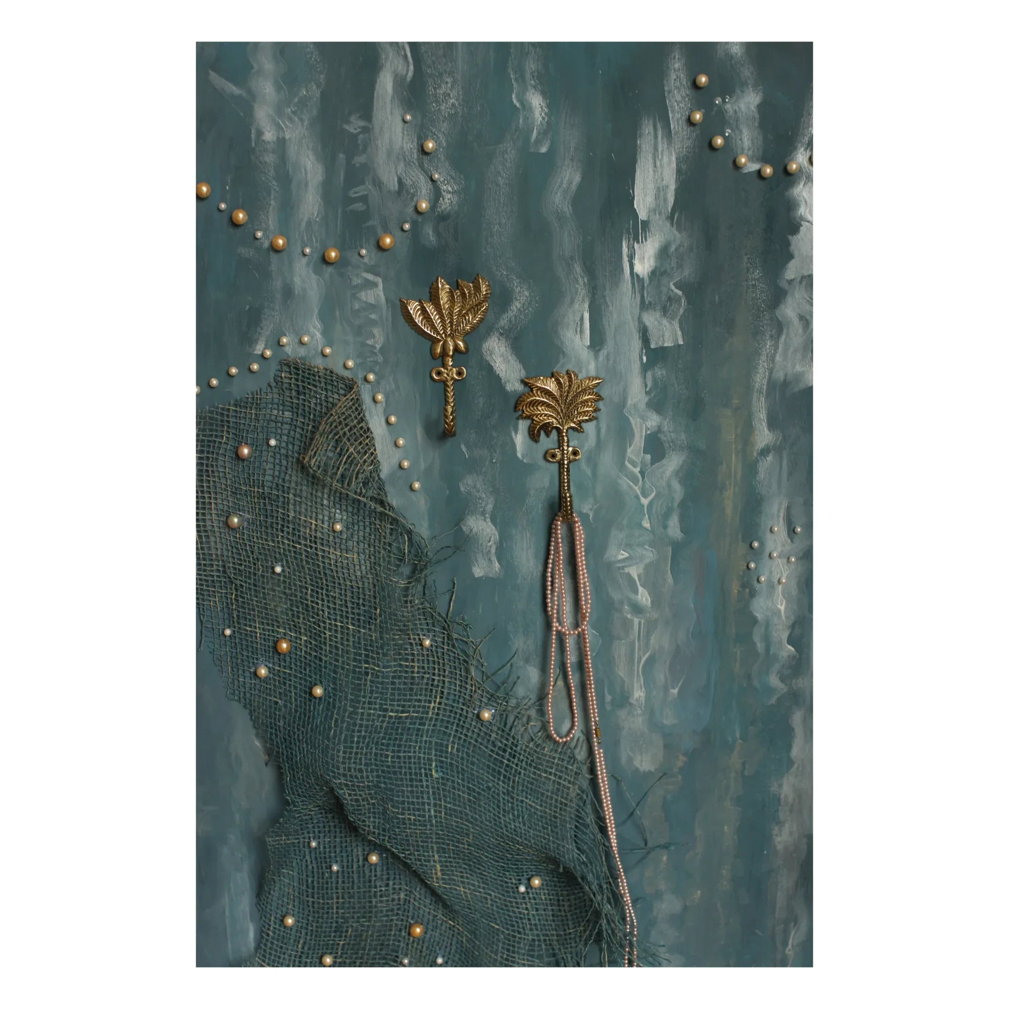 Doing Goods - Devi Palmtree Recycled Brass Coat Hooks - Set of 2 | Gold Brown