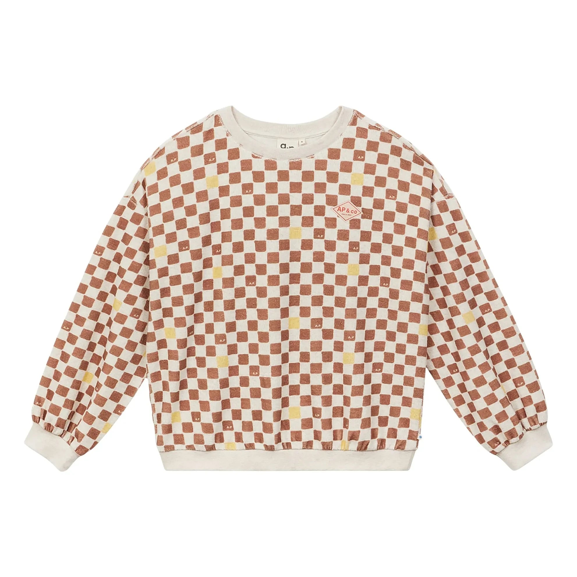 a.p - Organic Cotton Damier Terry Sweatshirt | Brown