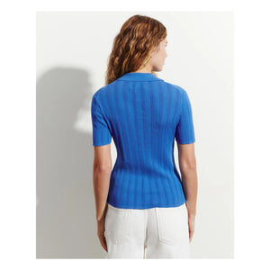 Bompard - Cotton Ribbed Polo T-Shirt | Blue