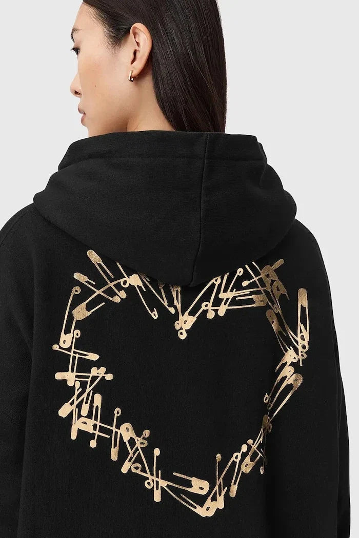 AllSaints kadın pamuklu kapüşonlu CORA sweatshirt
