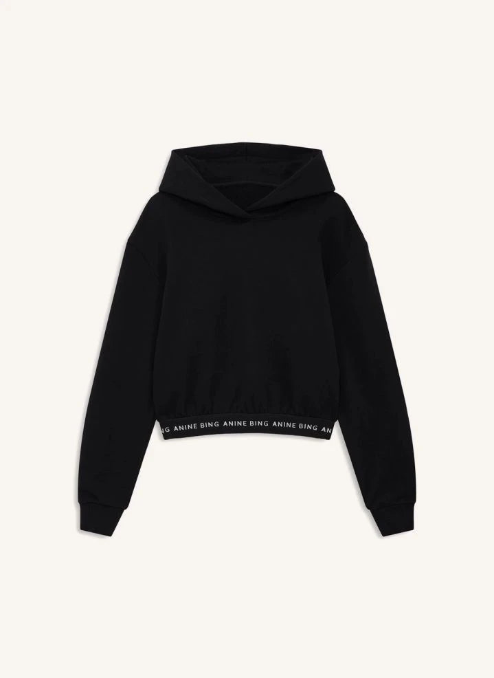 Anine Bing - Dany Cropped Cotton Sweatshirt | Black