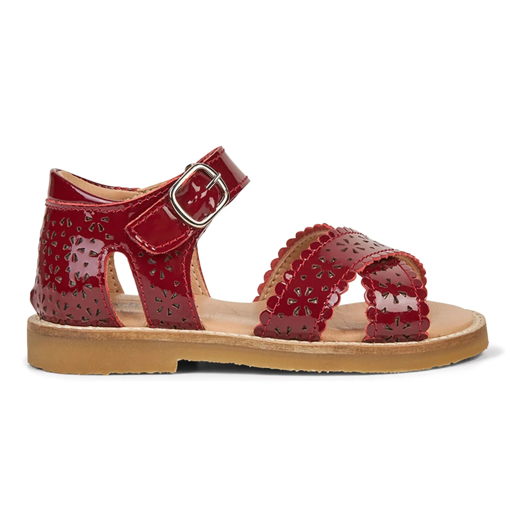 Petit Nord - Scallop Flower Sandals | Cherry Red