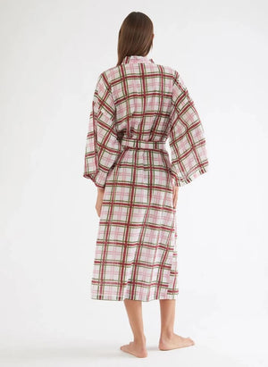 Folkloore - Women’s Collection Checked Robe | Dirty white