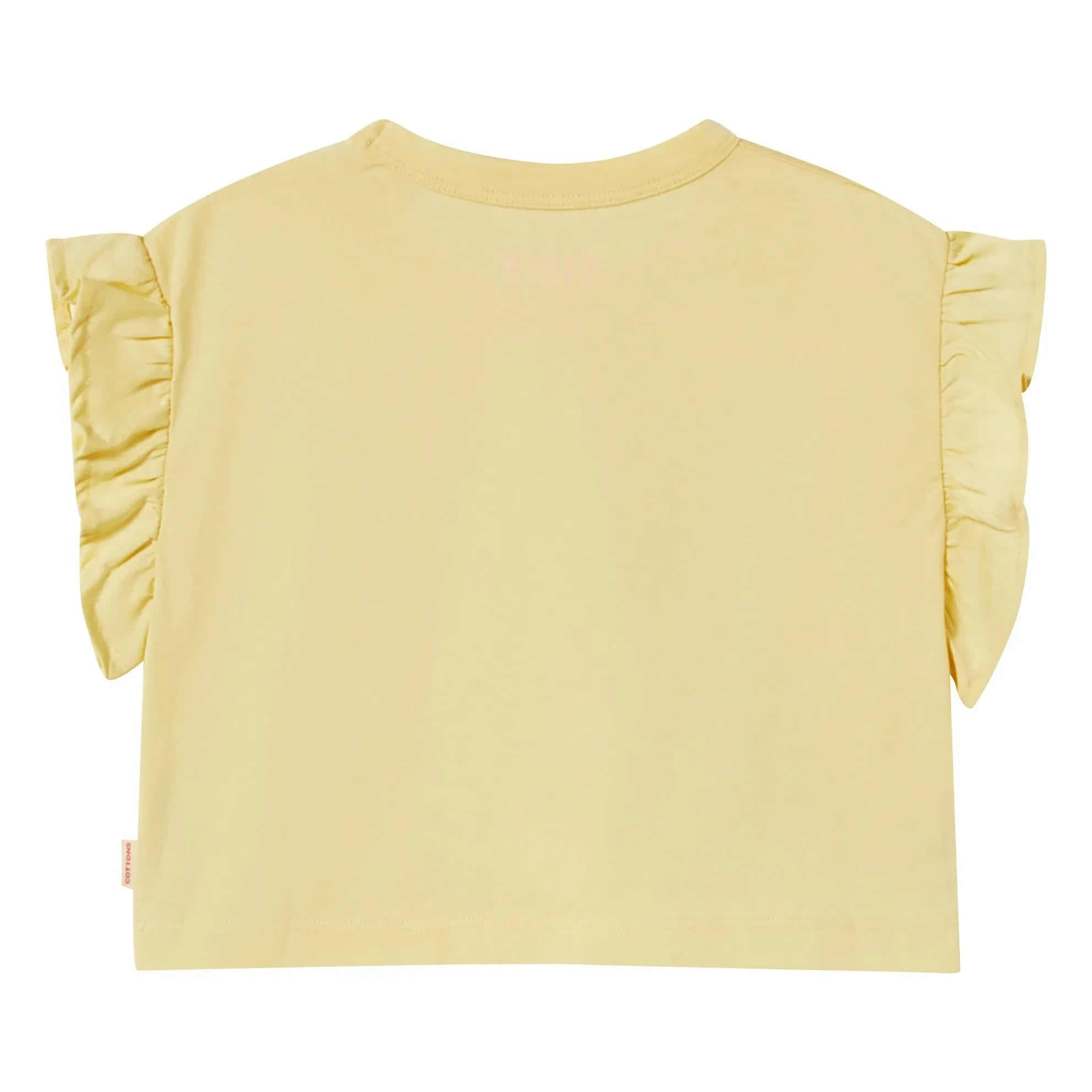 Tinycottons - Organic cotton pink ruffled T-shirt | Pale yellow