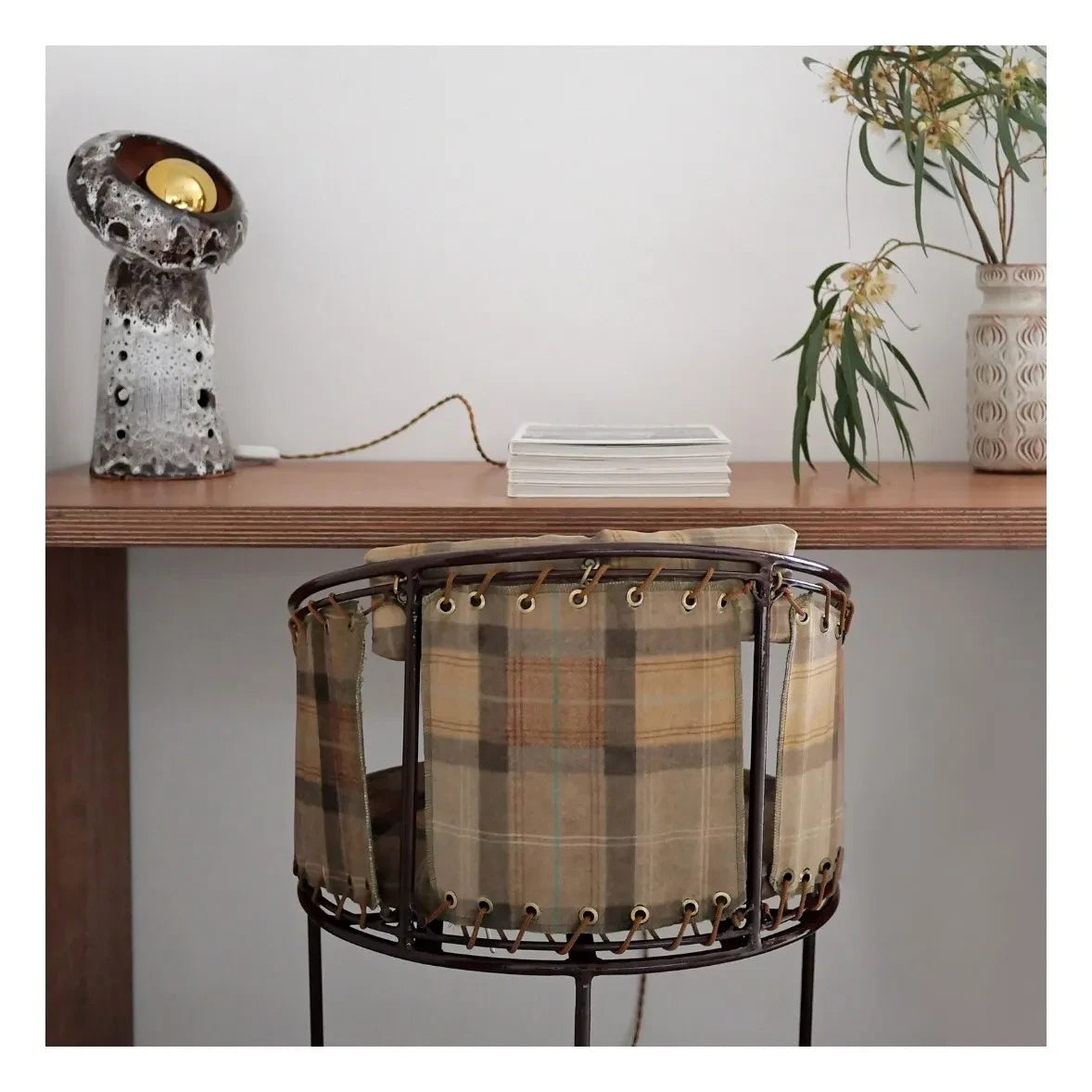 Honoré - Palmer Chair, Checked Velvet | Caramel