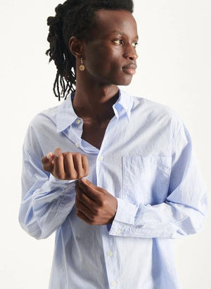 American Vintage - Elua Çizgili Pamuk Gömlek | Açık Mavi