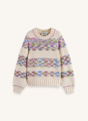 Scotch & Soda - Çizgili Gökkuşağı Kazak Geri Dönüştürülmüş Elyaflar | Bej