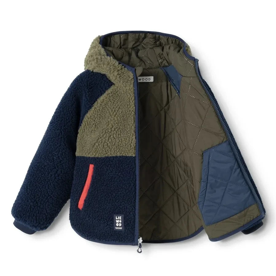 Liewood - Jackson Double-Sided Sherpa-Style Jacket Made from Recycled Fibers | Khaki