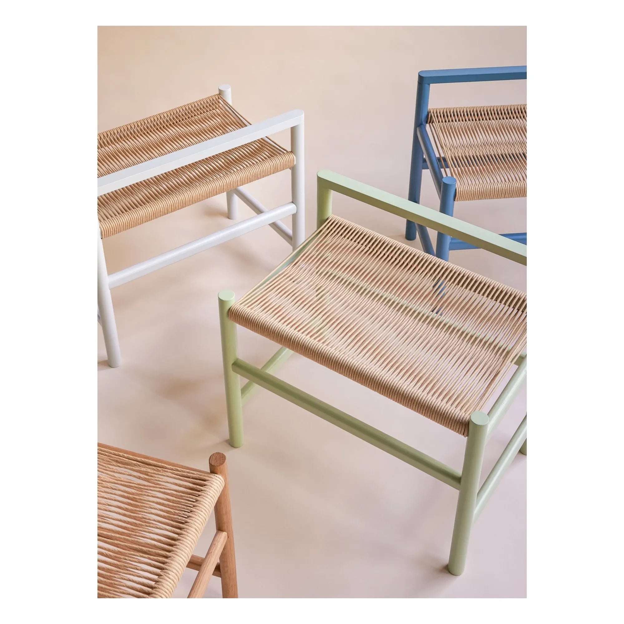 Hübsch - Heritage Oak Bench | Petrol Blue