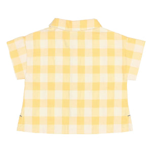 Búho - Yellow Gingham Seersucker Organic Cotton Baby Shirt