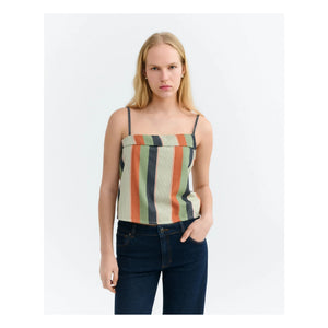 Thinking Mu - Raida Striped Organic Cotton Top | Orange