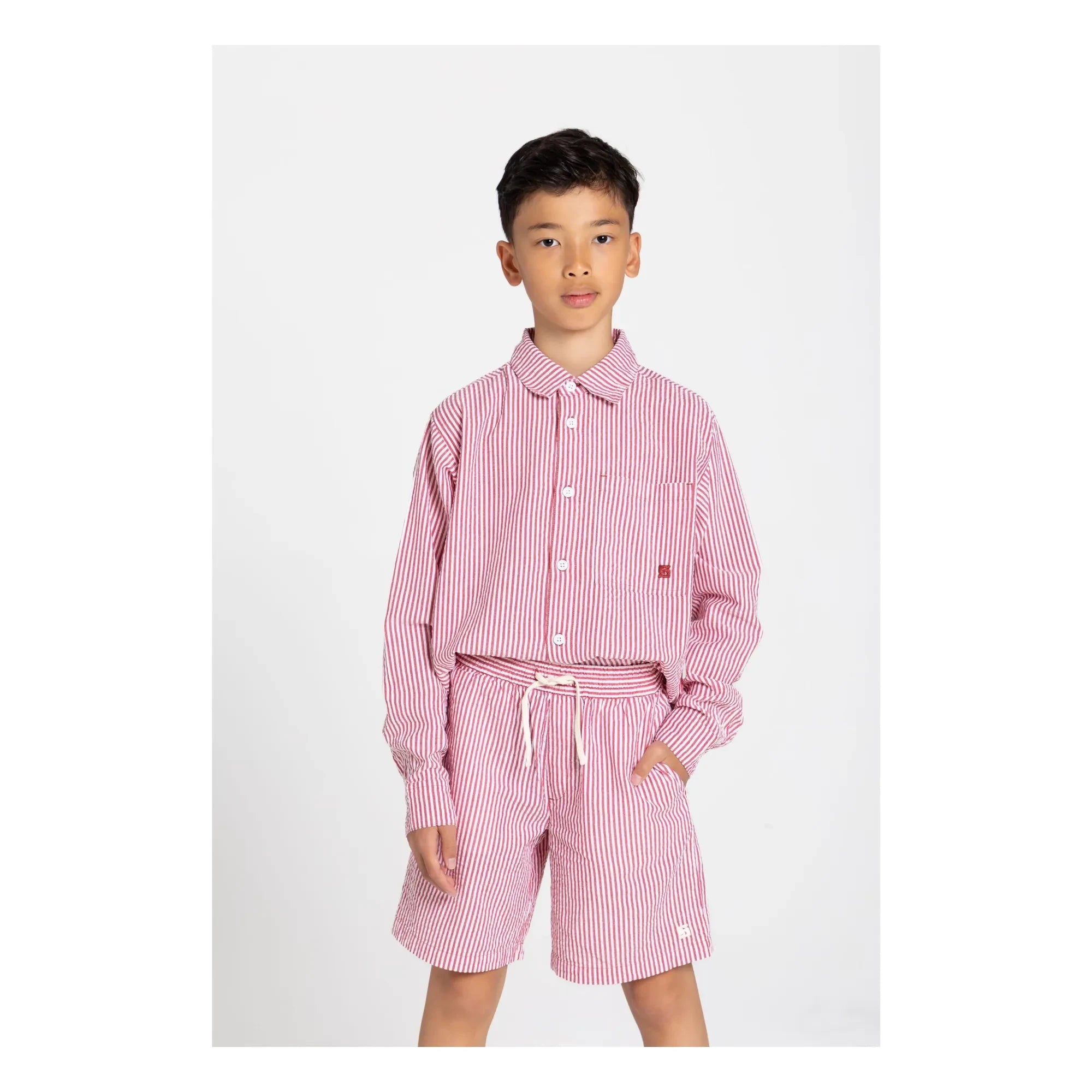 Smallable Kid - Striped Shirt | Cherry Red