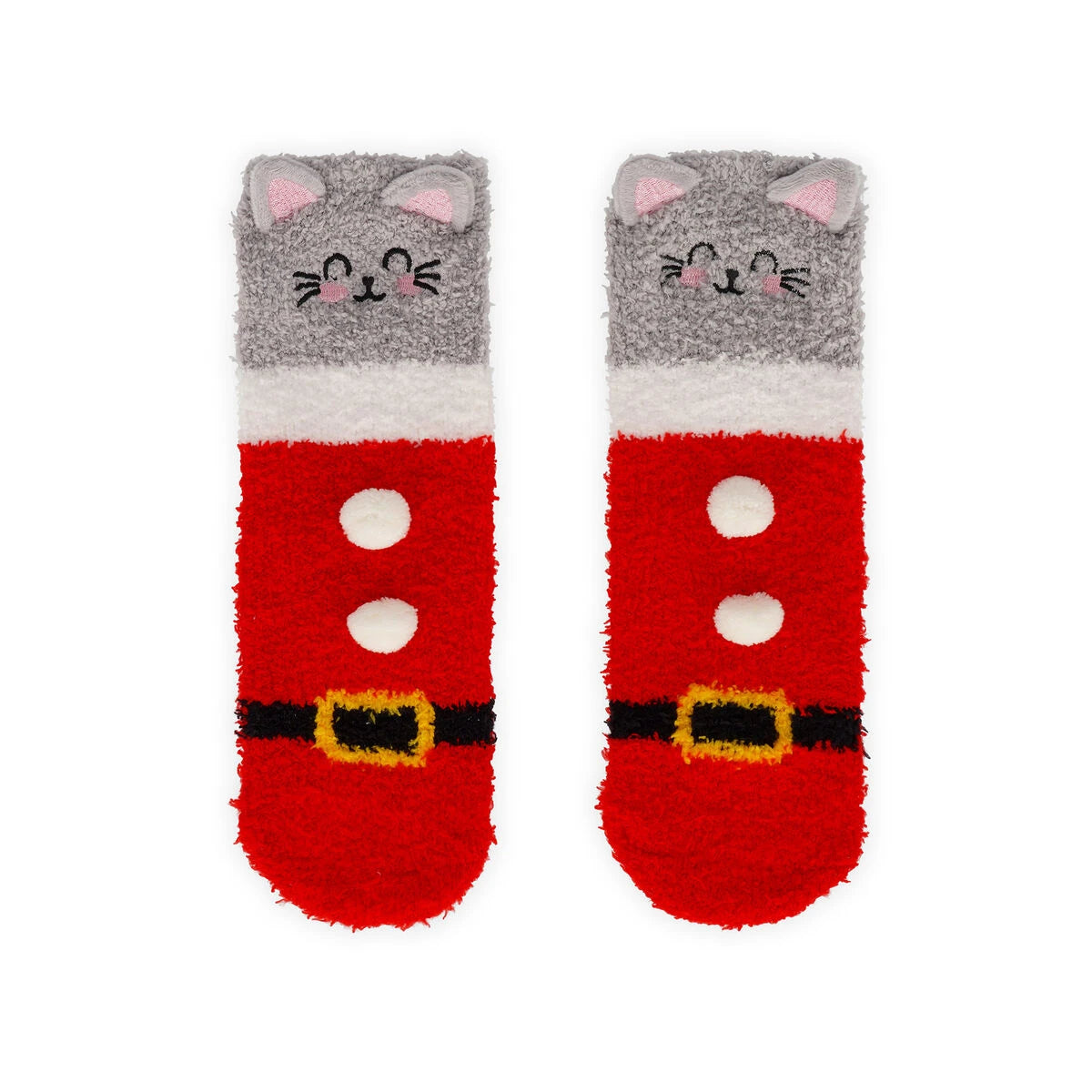 Legami - Kids' Christmas Slipper Socks Kitty Santa - A Perfect Fit!