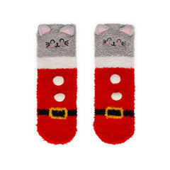 Legami - Kids' Christmas Slipper Socks Kitty Santa - A Perfect Fit!