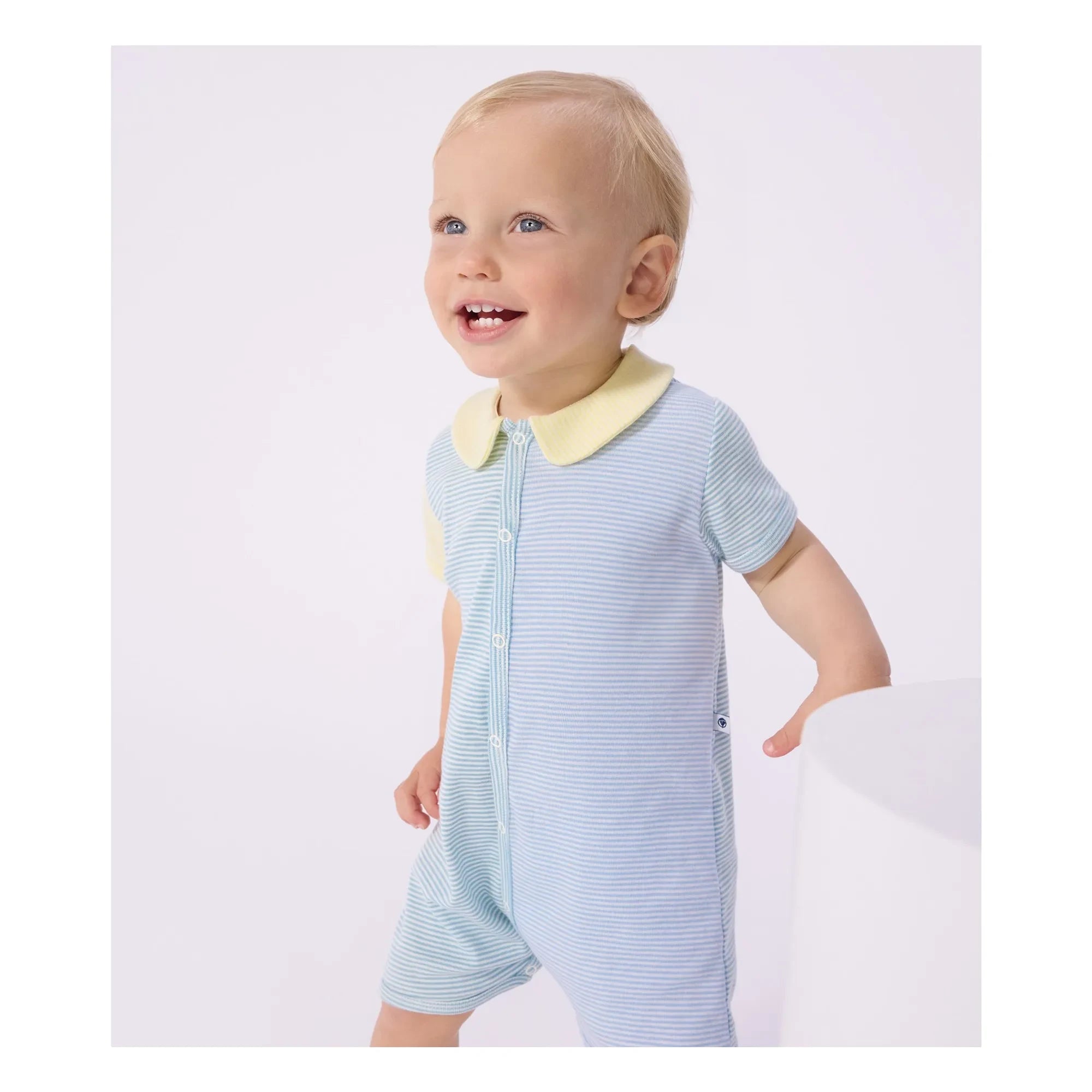 Petit Bateau - Striped Pajama Romper Shorts | Blue