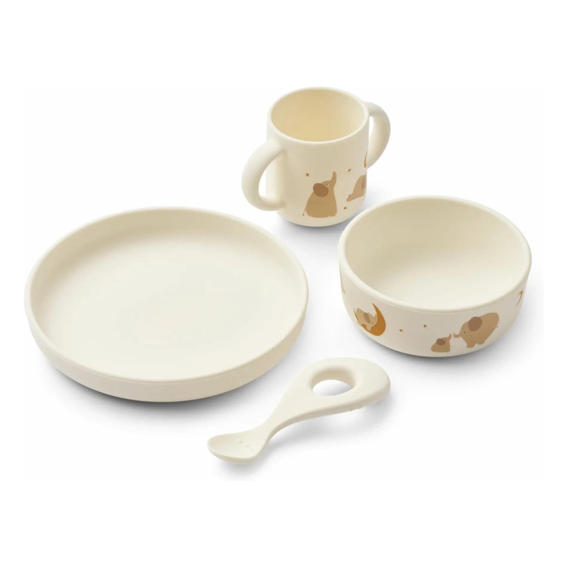 Liewood - VIVI silicone dinnerware set - 4-piece | Elephant/Creme de la creme