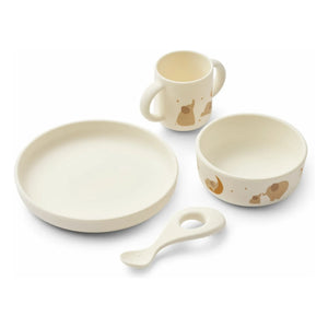 Liewood - VIVI silicone dinnerware set - 4-piece | Elephant/Creme de la creme