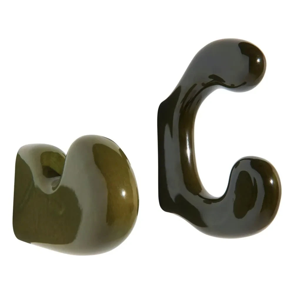 Petite friture - Clump Ceramic Wall Hooks - Set of 2 | Green