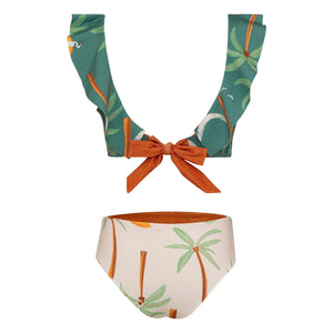 Pepita & Me - Ilana Palm Ruffled Swimsuit | Green