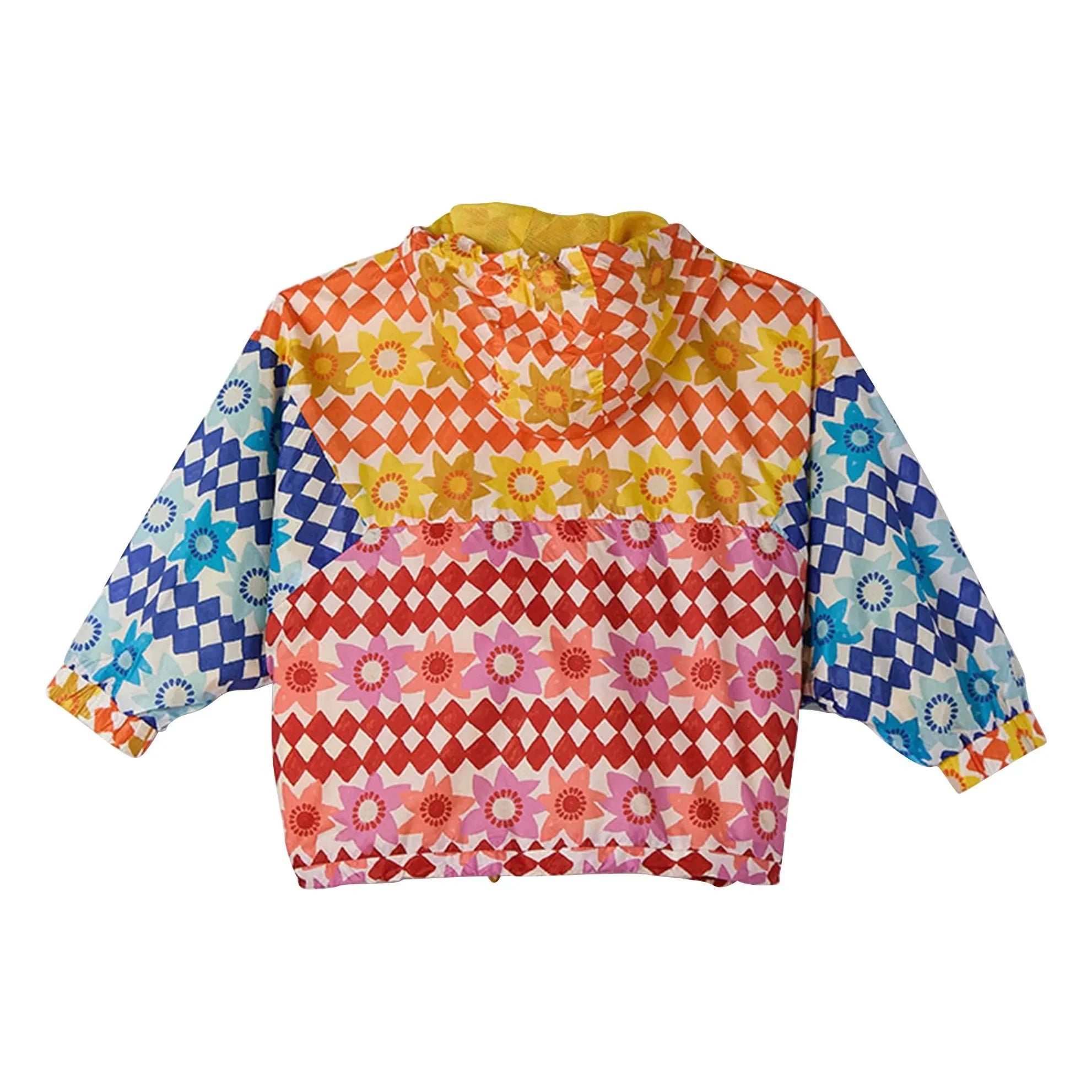 Fabula - Damier Fleurs Windbreaker | Orange