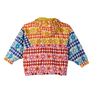 Fabula - Damier Fleurs Windbreaker | Orange