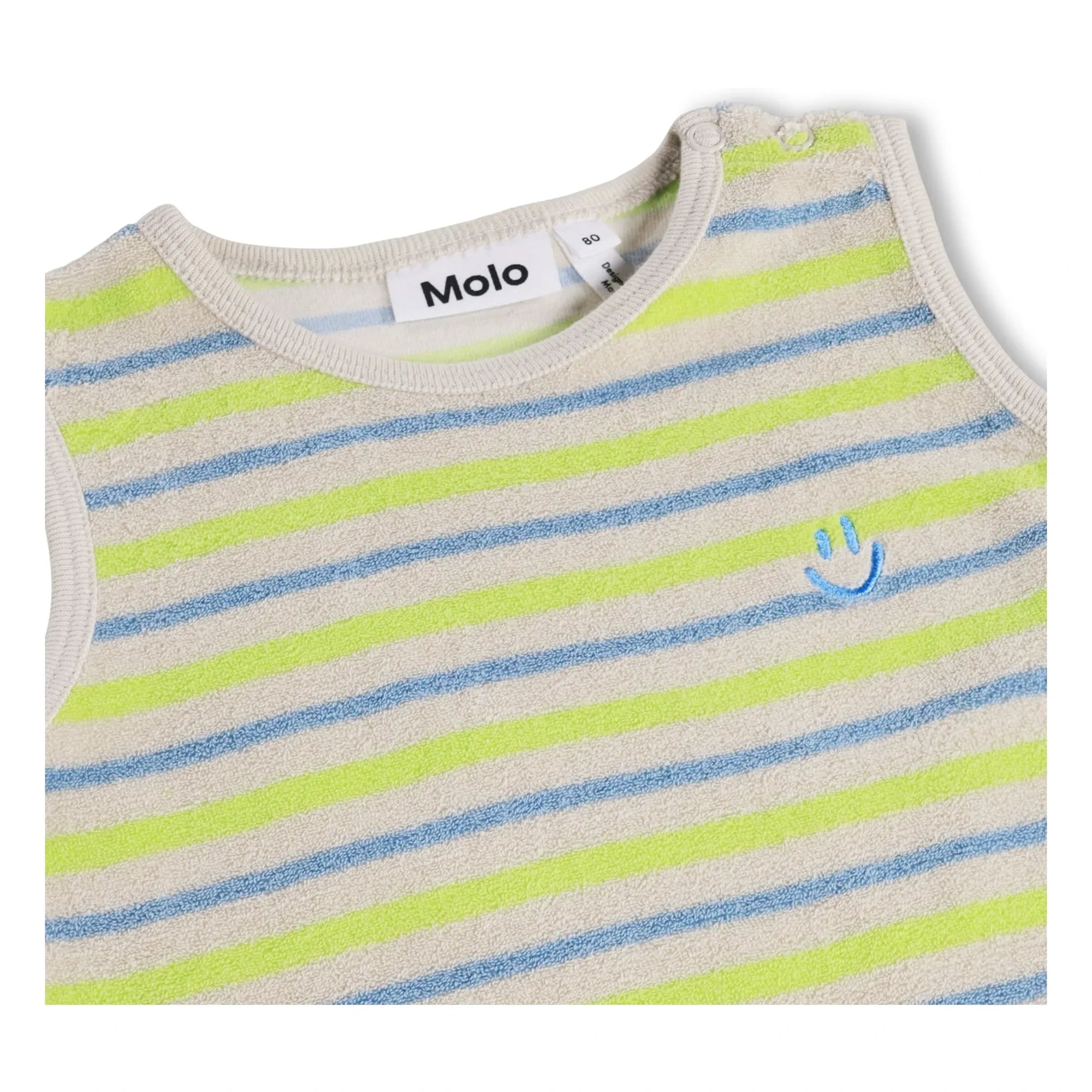 Molo - Striped Fu Organic Cotton Romper Shorts | Ecru