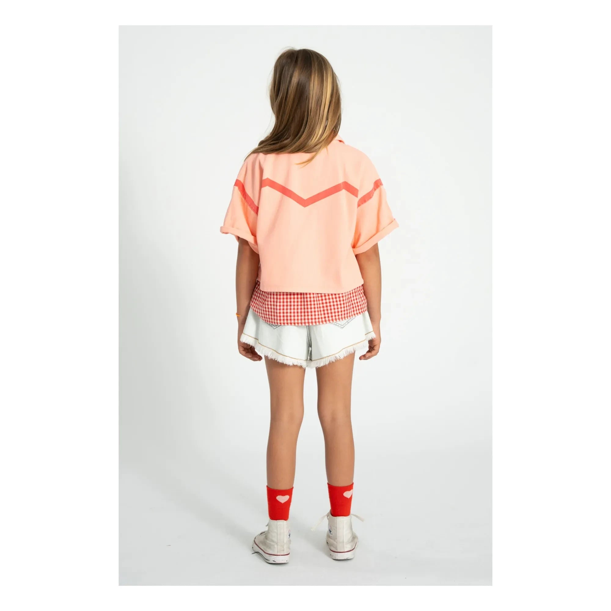 Piupiuchick - Geometric Twill Short-Sleeve Jacket | Coral