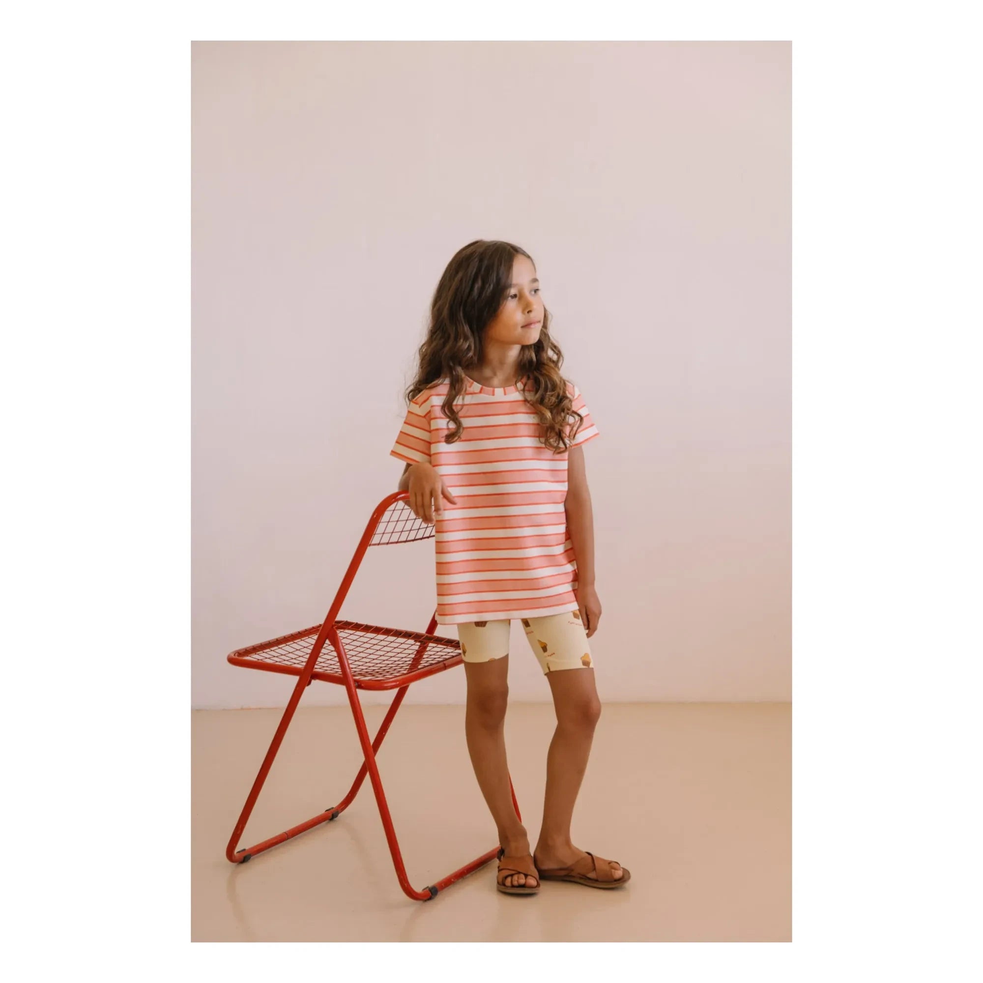 Studio Bohème - Basic Striped Organic Cotton T-Shirt | Pink