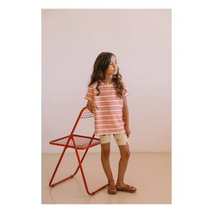 Studio Bohème - Basic Striped Organic Cotton T-Shirt | Pink