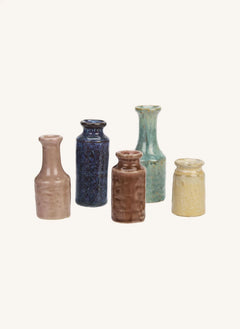 Madam Stoltz - Set of 5 Mini Stoneware Vases